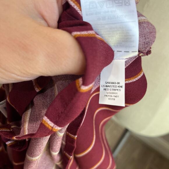 Old Navy XL Tall Burgundy Striped Long Sleeve Midi Dress Casual Work Fall Outfit - Picture 9 of 11